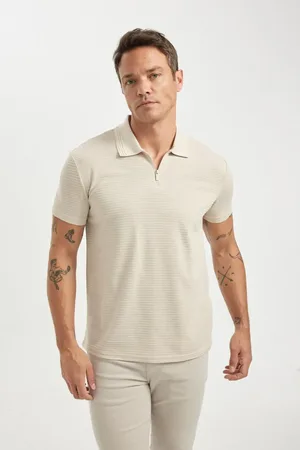 DeFacto Neues, Normales, Kurzärmliges, Schlichtes Basic-poloshirt Mit Reißverschluss C5586ax24sm für Herren - S