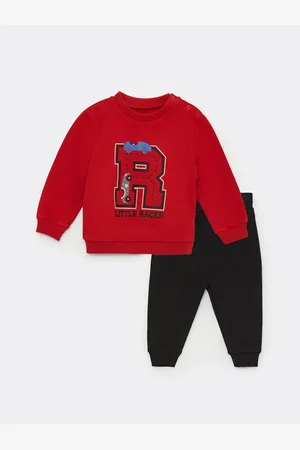 LC Waikiki 2er-set Aus Sweatshirt Und Jogginghose Für Babys Mit Rundhalsausschnitt Und Langen Ärmeln Und Aufdruck für Herren - 9–12 Monate