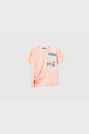 Benetton Hellrosa Kurzes Glitzer-t-shirt Mit Grafikdruck Für Mädchen für Damen - 6–7 Jahre
