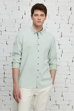 Altınyıldız Classics Grünes Slim-fit-hemd Mit Schmalem Schnitt Und Knopfkragen Aus Dobby-baumwolle für Herren - XL