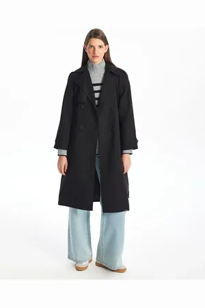 LC Waikiki Lcw Jacke, Einfarbiger Trenchcoat Mit Kragen für Damen - 36