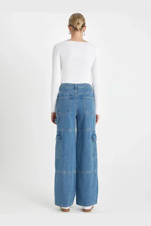 DeFacto Straight Fit Cargo-jeanshose Mit Hoher Taille für Damen - 40