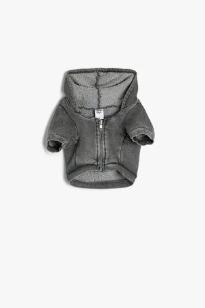 Koton Raised Dog Sweatshirt Mit Kapuze – Antibakterieller Stoff Mit Reißverschluss, Rückendruck Und Blassem Effekt für Damen - M