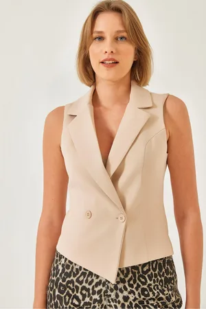 Bianco Lucci Asymmetrisch Geschnittene Weste Mit Schalkragen 60340 für Damen - 40