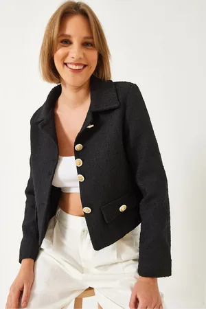 Bianco Lucci Stilvolle Tweed-crop-jacke Mit Knopfdetail 50166 für Damen - 40