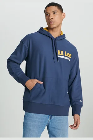 Lee Loose Fit, Bequem Geschnittenes Indigo-sweatshirt Mit Kapuze, Fce-innenseite Und Rückendruck für Herren - M