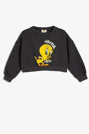 Koton Crop Sweatshirt Tweety Bedruckt Lizenziert Rose Gold Langarm für Damen - 7–8 Jahre