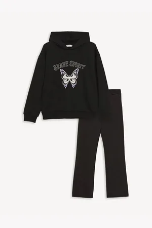 LC Waikiki Lcw Kids Kapuzenpullover Und Leggings Für Mädchen – Lange Ärmel, Bedruckt für Damen - 6–7 Jahre