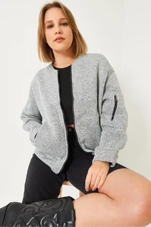 Bianco Lucci Gefütterte, Weiche Bomberjacke Mit Taschendetail 2560 für Damen - M