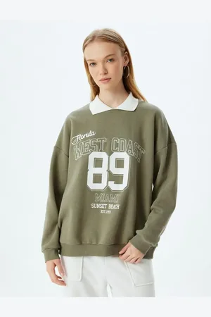 Koton Khakifarbenes Sweatshirt 5wal10174ık für Damen - M