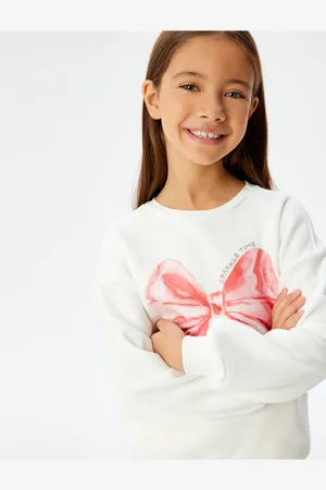 Koton Langarm-sweatshirt-schleife Mit Rundhalsausschnitt – Bedruckt für Damen - 7–8 Jahre