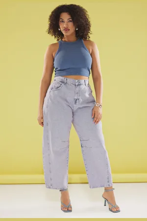 Trendyol Hellblau-rosa Jeans Mit Hoher Taille, Baggy-fit, Große Größe für Damen - 50