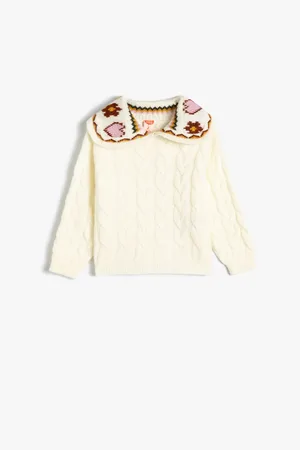 Koton Baby-kragen-pullover, Gemusterter Haarzopf, Detailliert, Lange Ärmel für Damen - 9–12 Monate
