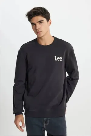 Lee Anthrazitfarbenes Sweatshirt Aus 100 % Baumwolle Mit Normaler Passform Und Rundhalsausschnitt für Herren - 2XL