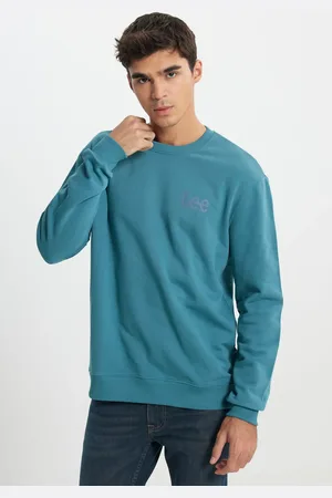 Lee Türkisfarbenes Sweatshirt Mit Rundhalsausschnitt Aus 100 % Baumwolle Mit Normaler Passform für Herren - 2XL