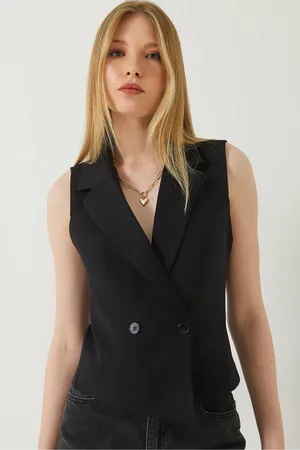 Bianco Lucci Asymmetrisch Geschnittene Weste Mit Schalkragen 60340 für Damen - 40