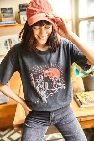 Olalook Anthrazitfarbenes, Naturgewaschenes Freizeit-t-shirt für Damen - M