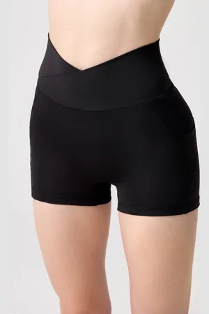 LOS OJOS Schwarze Biker-shorts Mit Kurzen Sportstrumpfhosen – für Damen - XL
