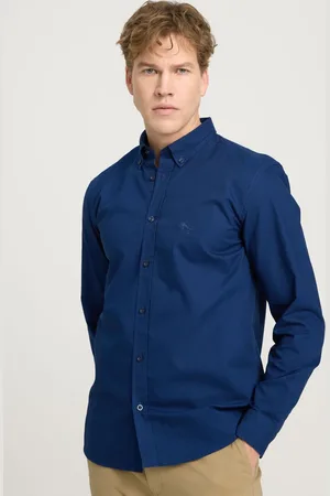 Wrangler Marineblaues Hemd Aus 100 % Baumwolle Mit Normaler Passform für Herren - M