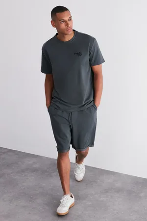 Trendyol Hochwertiges, Anthrazitfarbenes, Besticktes Oversize-trainingsanzug-set – für Herren - XL