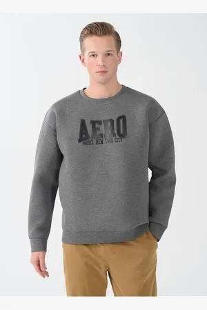 Aeropostale Bedrucktes Anthrazit Melange Sweatshirt Mit Rundhalsausschnitt E-ever für Herren - XL
