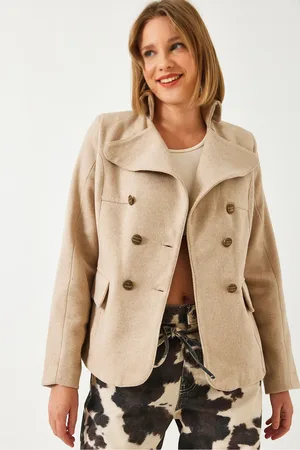 Bianco Lucci Geknöpfte, Gefütterte Kaschmirmantel Mbms054 für Damen - S