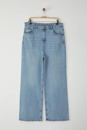 Trendyol Eisblaue Trock-jeans Mit Hoher Taille – Weites Bein, Übergröße für Damen - 42