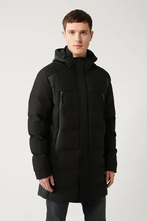 Avva Schwarzer Mantel Mit Kapuze Aus Gänsedaunen – Wasserabweisend, A32y6044 für Herren - 2XL