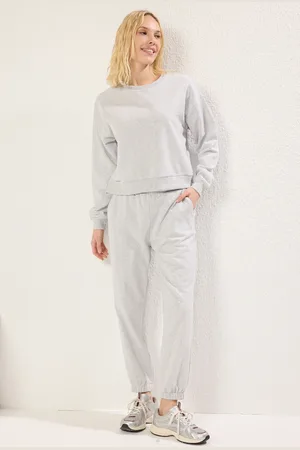 Trendyol Graues Melange-trainingsanzug-set Mit Normaler/normaler Passform Und Dickem Rundhalsausschnitt für Damen - XS