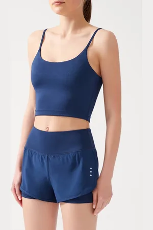 LOS OJOS Marineblaue 2-lagen-sportshorts – Strumpfhose Mit Shorts für Damen - XS