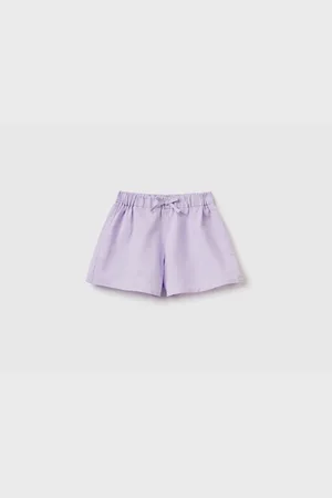 Benetton Fliederfarbene Shorts Aus Leinenmischung Für Mädchen für Damen - 18–24 Monate