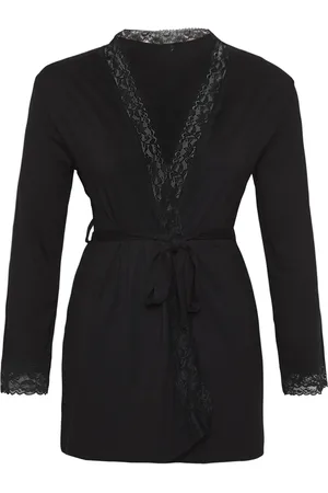 Trendyol Viskose-strick-morgenmantel Mit Schwarzen Spitzendetails für Damen - XL