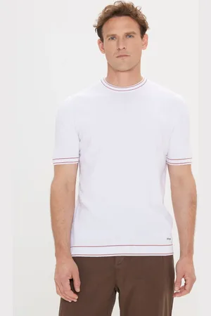 Altınyıldız Classics Weißes T-shirt Mit Standard-passform, Normaler Passform, 100 % Baumwolle, Rundhalsausschnitt für Herren - L