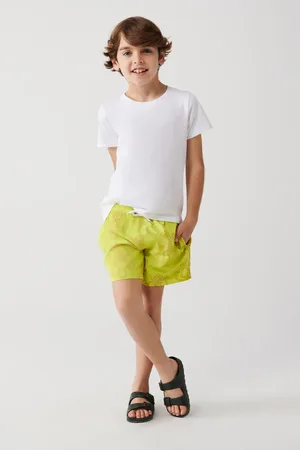Avva Gelbe Schnelltrocknende Badeshorts Mit Oktopus-aufdruck In Standardgröße Für Kinder, Spezielle Box-komfort-passform für Herren - 7–8 Jahre