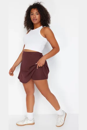 Trendyol 2-lagiger Roter Gestrickter Sport-shortsrock – für Damen - 4XL