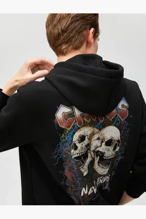 Koton Kapuzenpullover Mit Totenkopf-aufdruck, Langärmlig für Herren - M