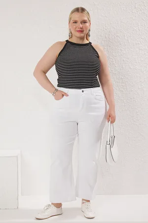 Trendyol Weißes, Besticktes, Weites Bein – Bequeme Culotte-passform In Übergröße für Damen - 50