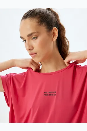 Koton Sport-t-shirt Mit Slogan-aufdruck, Bequeme Passform, Rundhalsausschnitt, Kurze Ärmel für Damen - XL