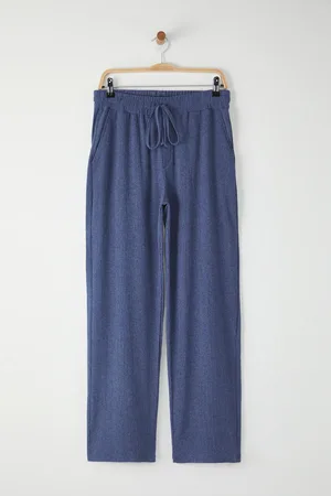 Trendyol Indigo-jogginghose Mit Weitem Bein Und Offenem Bein, Strukturiert für Herren - 2XL