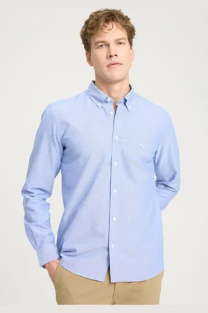 Wrangler Hellblaues Oxford-hemd – 100 % Baumwolle, Normale Passform für Herren - L