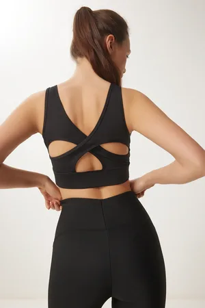 Happiness istanbul Schwarzer Gestrickter Sport-bh – Stütze Und Shapewear, Rückendetails für Damen - 34