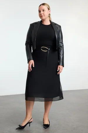 Trendyol Schwarzer A-linien-tüll-strickrock In Übergröße für Damen - 2XL