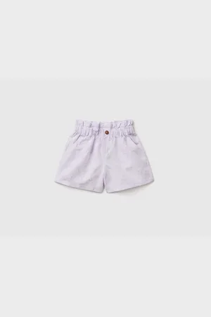 Benetton Gemusterte Paperbag-shorts Aus Leinenmischung In Für Mädchen für Damen - 5-6