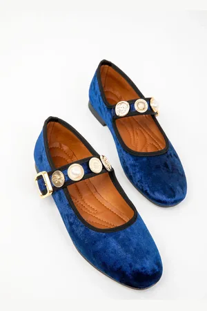 SOHO Saks Blue Velvet Ballerinas für Damen - 40