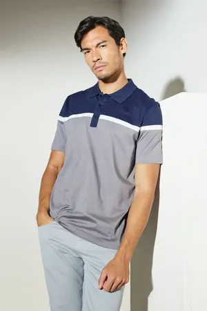 Brooks Brothers Marineblau-graues Kurzarm-t-shirt Mit Merzerisiertem Polokragen für Herren - S