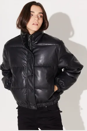 Lee Normale Passform, Normaler Schnitt, Stehkragen, Schwarze Puffermantel Aus Kunstleder für Damen - S