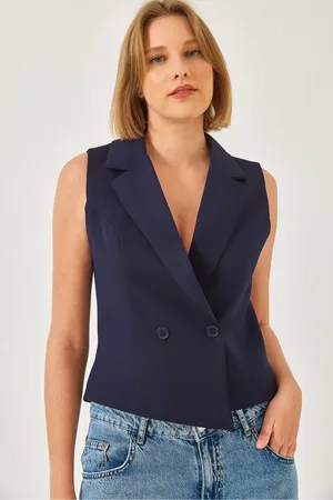 Bianco Lucci Asymmetrisch Geschnittene Weste Mit Schalkragen 60340 für Damen - 36