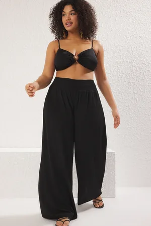 Trendyol Schwarze Strandkleidung Mit Weitem Bein Und Hoher Taille In Übergröße für Damen - 48