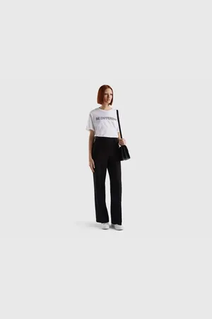 Benetton Weißes T-shirt Mit „mix Be“-slogan-print Und Bequemer Passform für Damen - XS