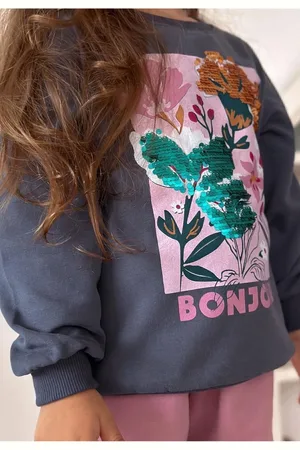 Cigit Sweatshirt Mit Pailletten Und Blumendruck, 1-6 Jahre, für Damen - 24–36 Monate